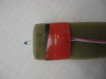 Thermistor in foam block (aprox. 1"x1"x4") for armpit-mounting